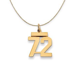 14k Yellow Gold, Athletic, Sm Polished Number 72 Necklace - 16 Inch